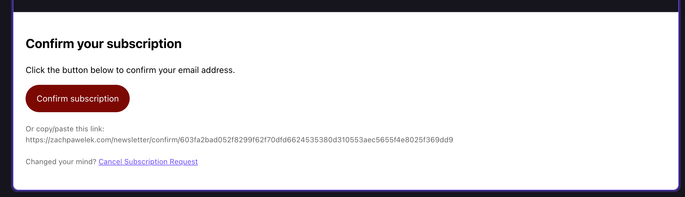 Sample Email for receiving newsletter information.